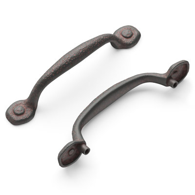Refined Rustic Collection Handle Pull - 3-3/4" Center to Center Cabinet Pull Rustic Iron - Craftsman Hardware for Drawers & Cabinets 