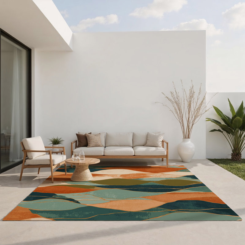 Mossy Tides Indoor And Outdoor Area Rug, Rectangle 9' x 12'
