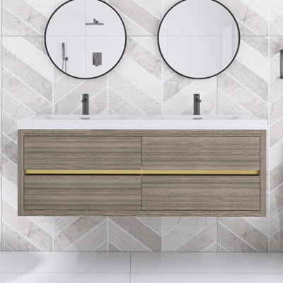 Meuble-lavabo mural avec lavabo l 59,06 po x P 19,69 po x H 22,44 po