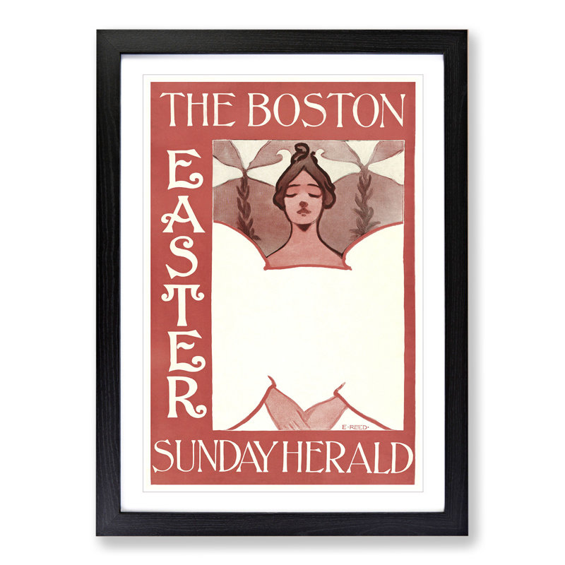 The Boston Easter Sunday Herald by Ethel Reed - Picture Frame Painting, Black Framed, 65cm H x 48cm W x 2cm D