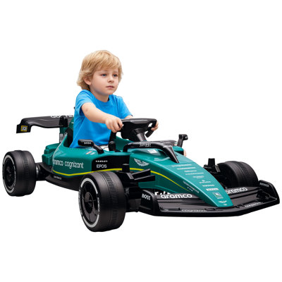 AIYAPLAY Aston Martin Licensed 12V Electric Go Kart for 3-6 Years Green