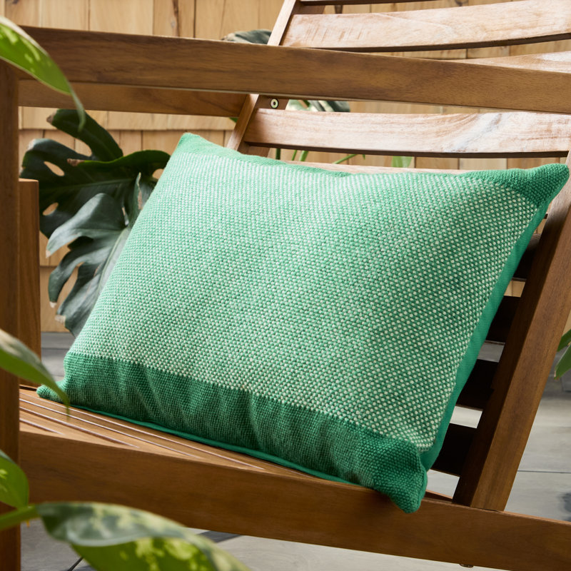 Coussin décoratif d'extérieur à bordure unie Town & Country Terra Alara, Carré H 20 po x l 20 po, Vert/Ivoire