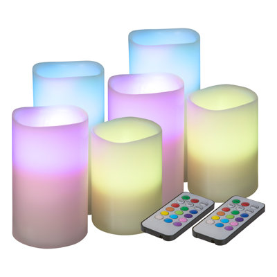 Flameless LED Candles – 6-Piece Color Changing Flameless Candle Set with Remote for Home, Wedding, Bridal Shower, and Christmas decor