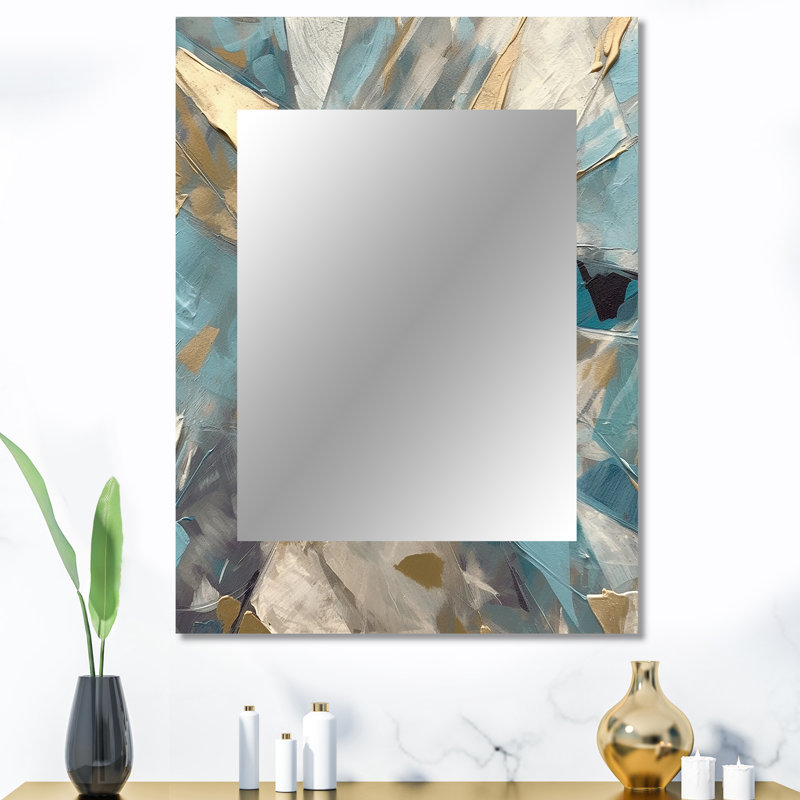 «Blue Gold Transcendent Liquide I» - miroir mural en marbre, 40 po x 30 po