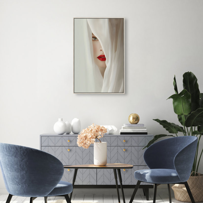 Secret Under Silk Canvas Fashion Print by Oliver Gal, Black Frame, 10 x 15, 31"H x 21"W, Silver Floater Frame