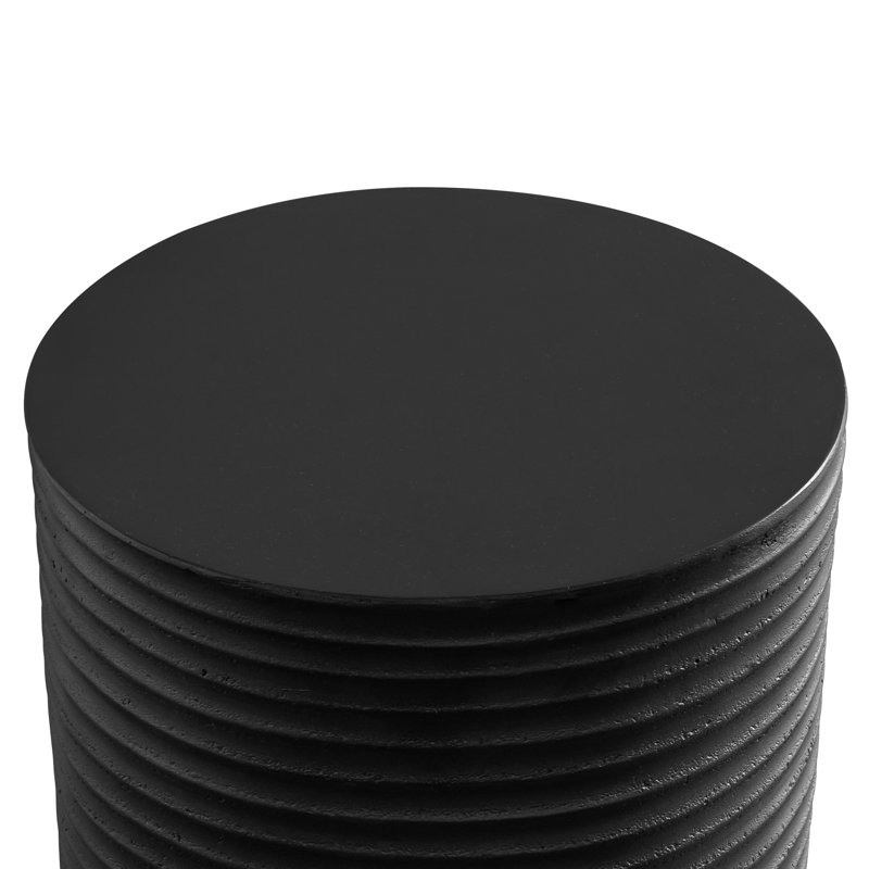 Aneiro Ribbed Concrete Outdoor Side Table, Black
