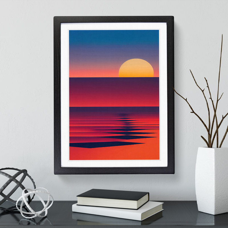 XV1022-4884X Unreal Sunset Abstract - Print, White, 66cm H x 48cm W, Black Framed