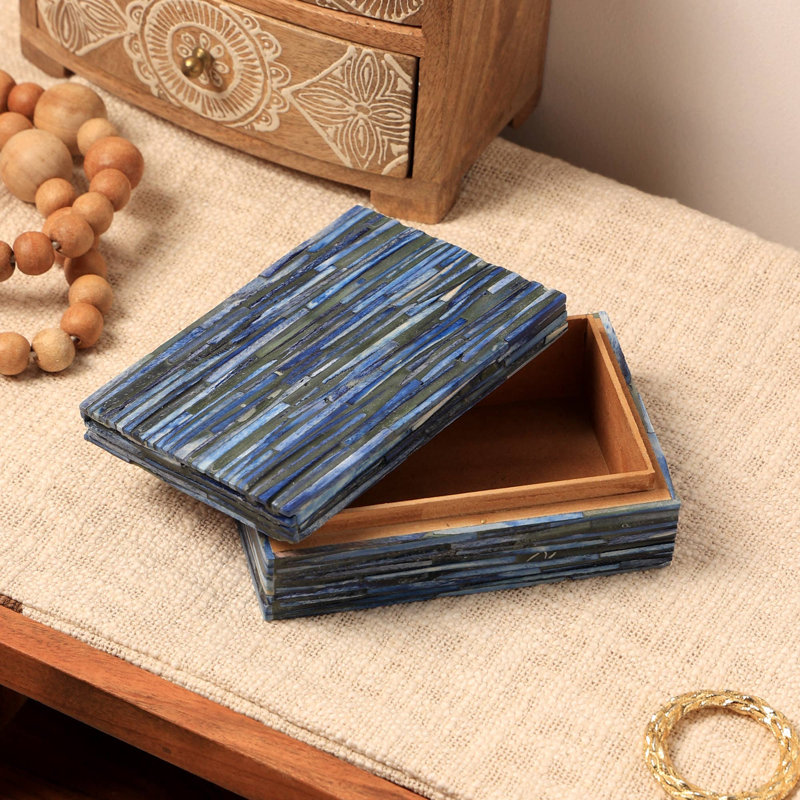 Boîte décorative | Boîte de rangement en os | 6,2 x 4,2 x 2 po