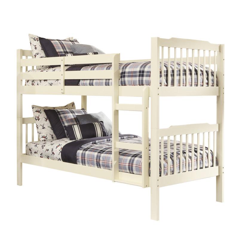 Mulli Kids Twin Over Twin Bunk Bed, Soft White
