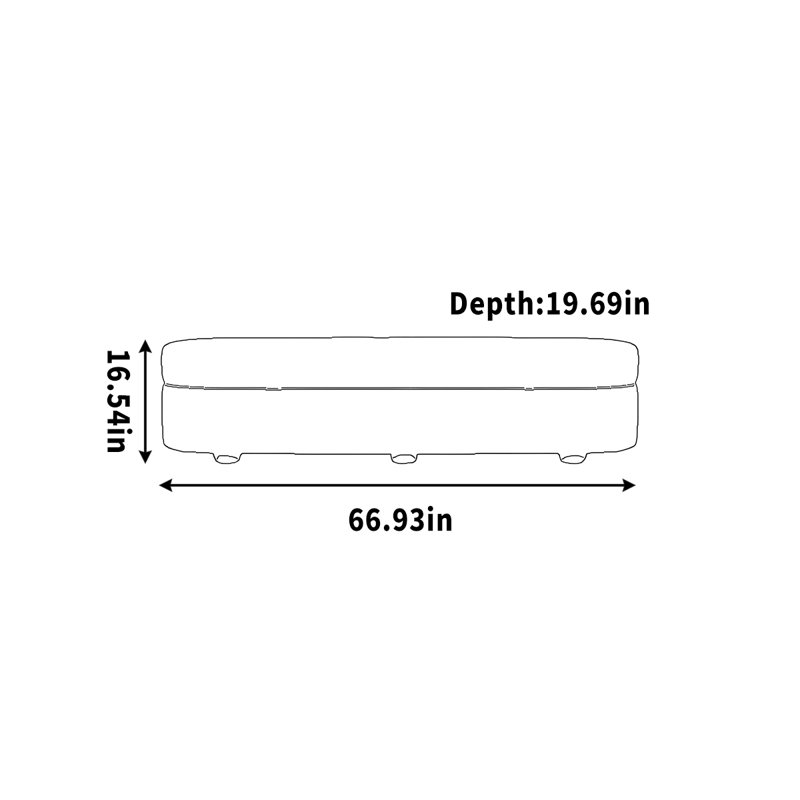 Banc de placard avec rangement simple et siège moelleux, H 16,54 po x l 66,93 po x P 19,69 po