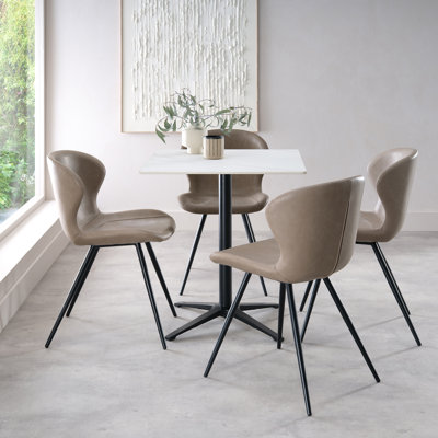 Baxter Sintered Stone Table With 4 Arlo Chairs In Stone Faux Leather