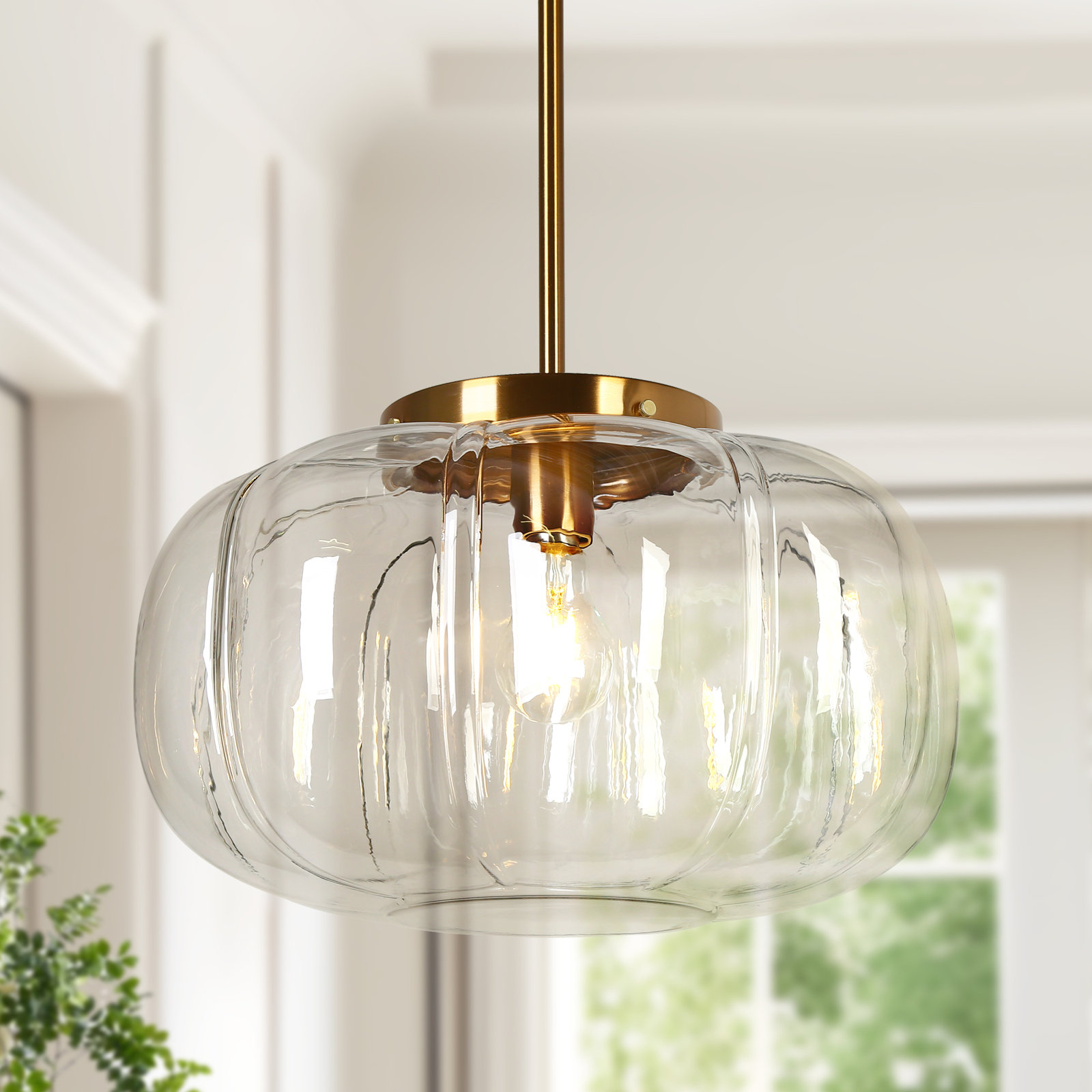 Beltran 15" Width 1-Light Dome Pendant Light, Transparent