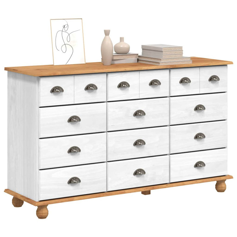 Chest of Drawer with Drawer with Storage ASKIM Solid Pine Wood, White