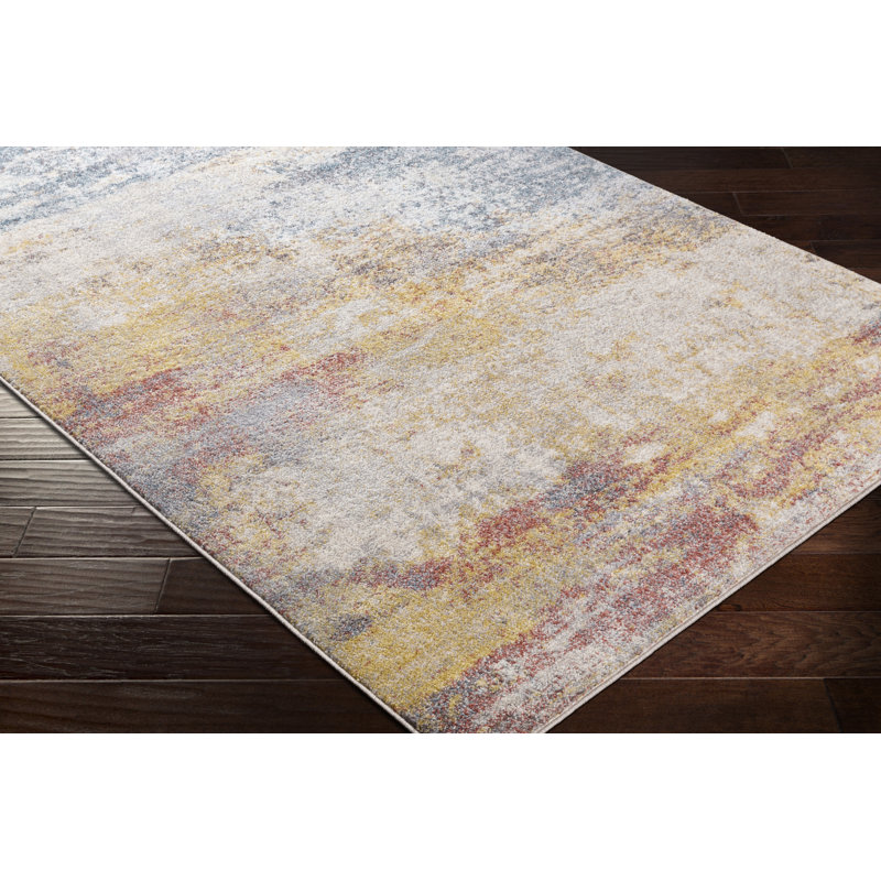 Tapis bleu sarcelle / bleu ciel Kohut, Rectangle 8 pi 10 po x 12 pi