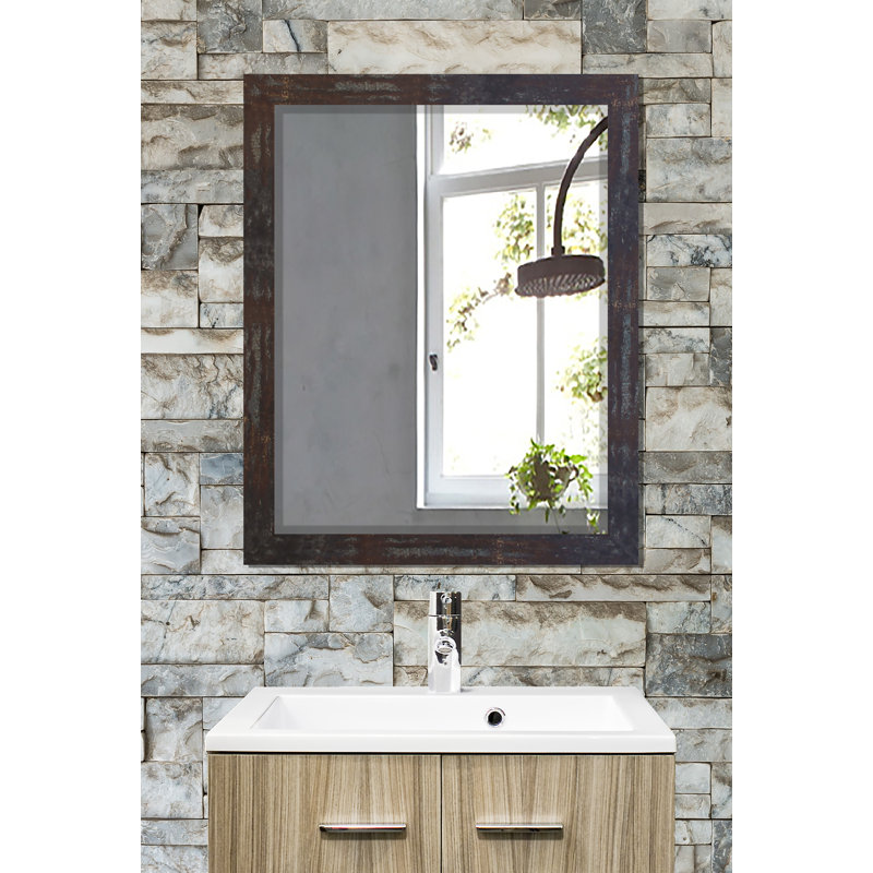 Lofgren Wood Flat Mirror, 36" H x 24" W, Brass