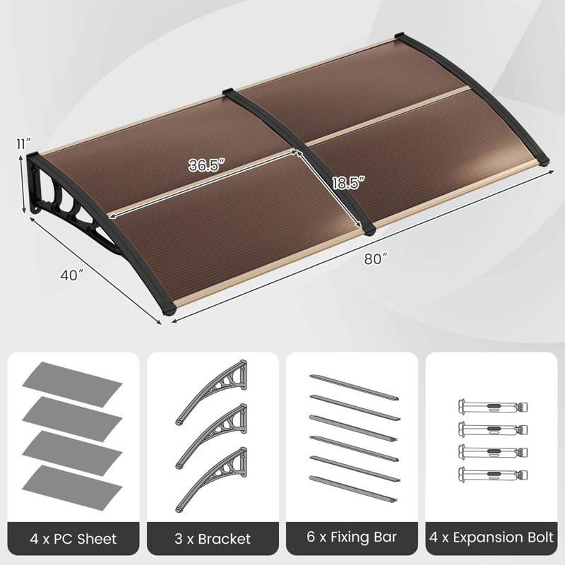 80'' W x 40'' D Coffee Cover Retraction Window Awning