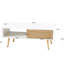 Table basse de 40,52 po avec porte tissée, pieds en bois massif, blanc pour rangement pratique