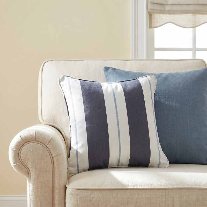 Gazelle Striped Sunbrella® Outdoor Throw Pillow, 18" x 18", Blue
