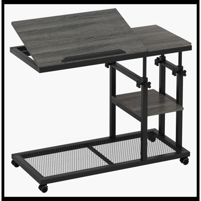 Height Adjustable C Table, Mobile Side Table With Tiltable Drawing Board