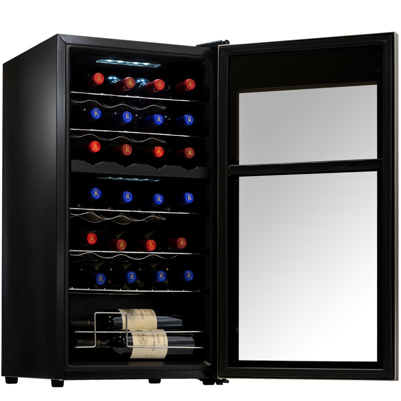 NutriChef Dual Zone 16.93'' Freestanding 28 Bottle and Can Wine & Beverage Refrigerator