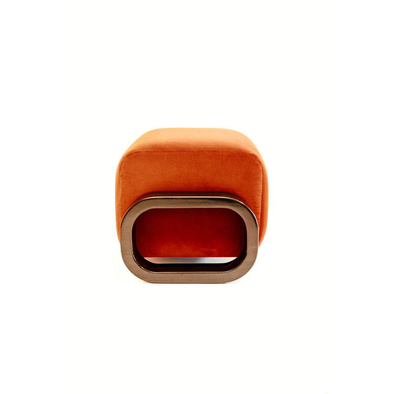 Cayenne Ottoman, Terra Cotta Velvet