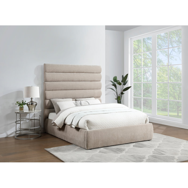 Lit en tissu Adam Chenille, Grand, Tissu chenille beige