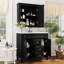 Meuble-lavabo de 36 po avec lavabo supérieur, armoire à miroir noire, armoire de rangement moderne avec 2 portes à fermeture douce et 2 tiroirs, meuble-lavabo simple