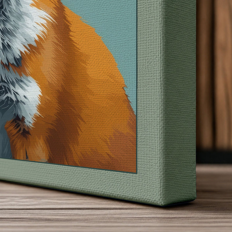 Fox in Focus Modern - Wrapped Canvas, 18x12 - 45.7 x 30.5 cm, Sage Border