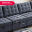 Canapé modulaire modulaire en lin avec repose-pieds-1333989838
