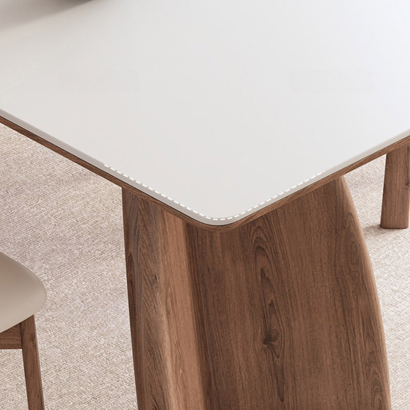 Retro-style solid wood rock plate dining table, 29.52"H x 78.74"L x 31.49"W