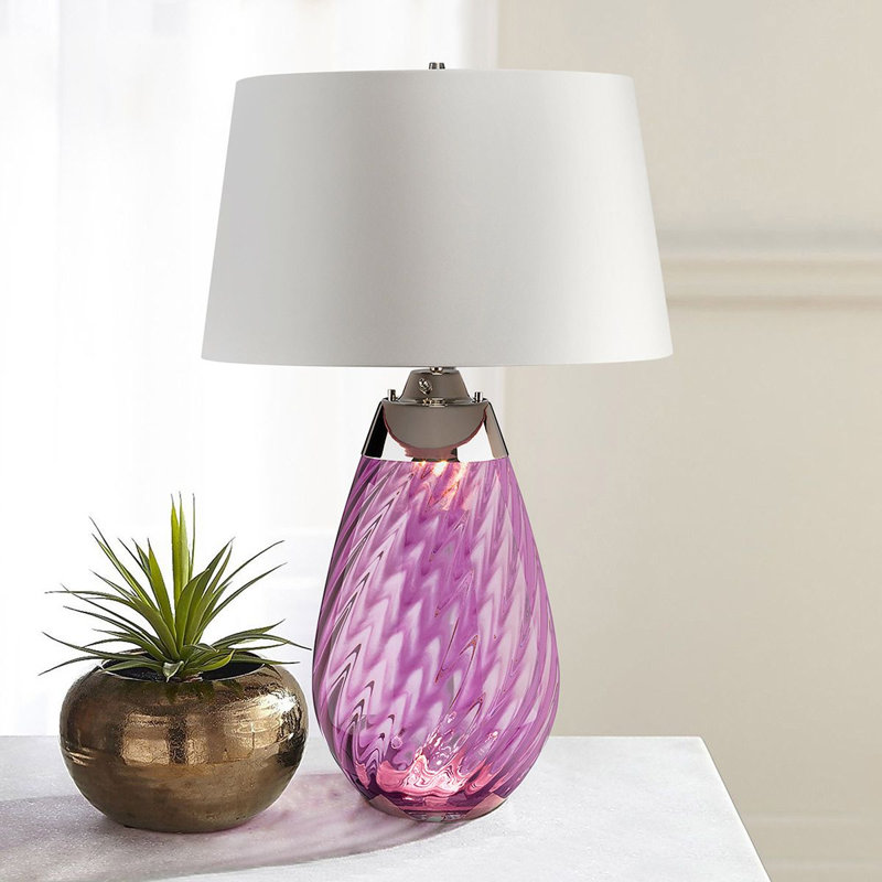 Morrisdale Glass Table Lamp, White, Pink