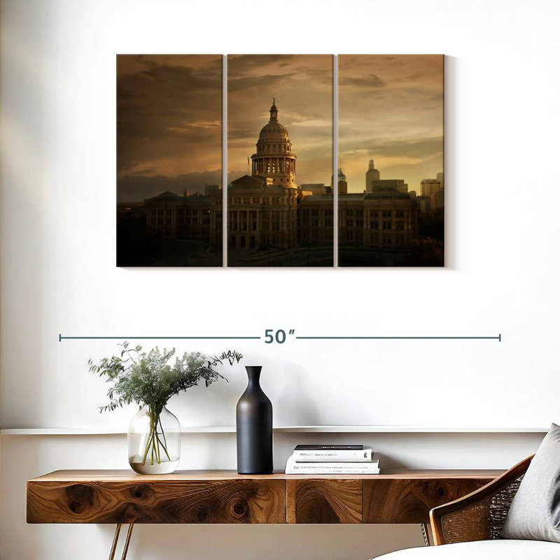 Coucher de soleil au Texas State Capitol, H 24 po x l 38 po