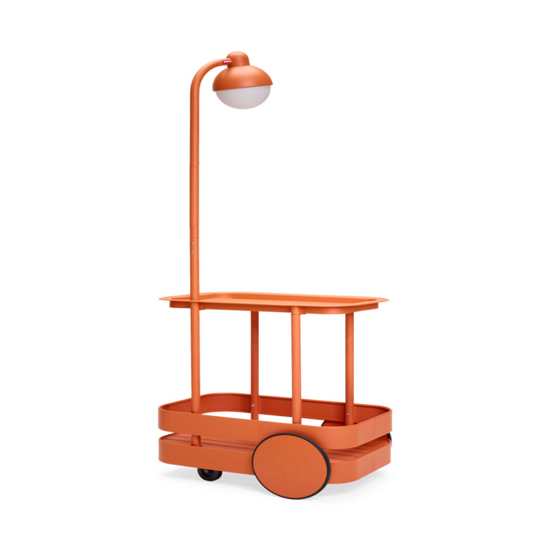 Tangerine Rectangular Bar Cart with Storage and LED Lights