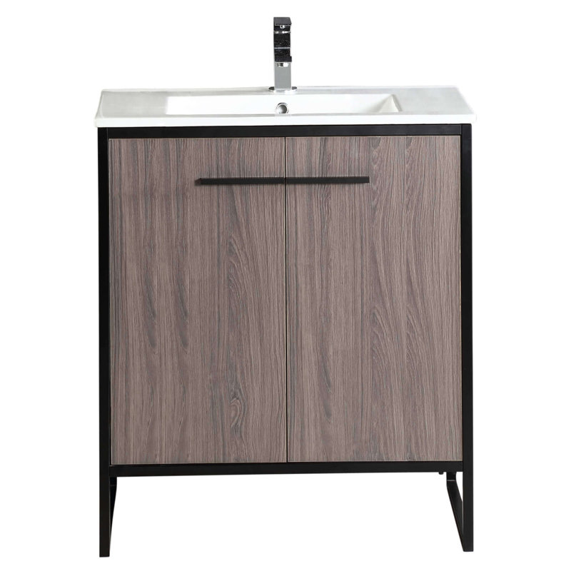 Meuble-lavabo simple 30 po Saray, Taupe gris