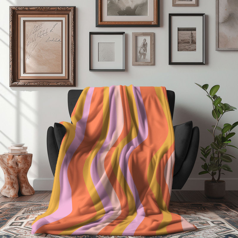 Groovy Time - Couverture sherpa de qualité supérieure 1 pièce, L 60 po x L 80 po