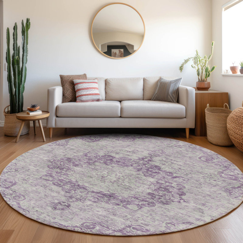 Tapis mauve lavable intérieur / extérieur Arienne - LOOMlan, 2'3" x 7'6"
