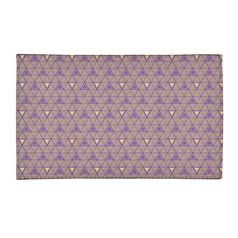 Tapis mauve/jaune à triangles dessiné à la main, Rectangle 2 pi x 3 pi