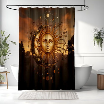 Rideau de douche avec tapis de bain