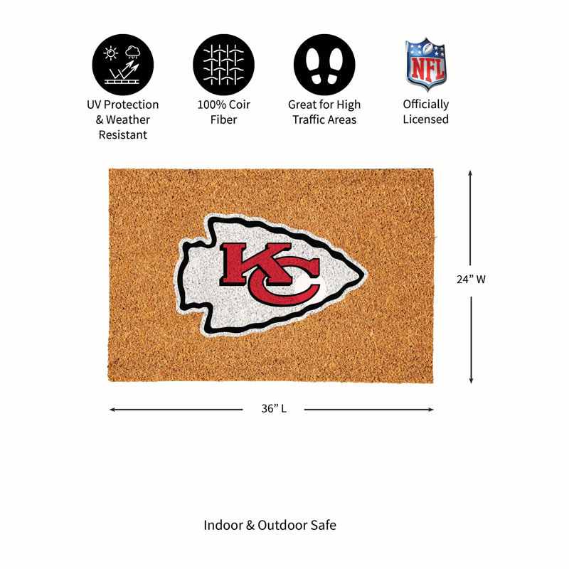 Grand tapis couleur coco Kansas City Chiefs, 36 po x 24 po