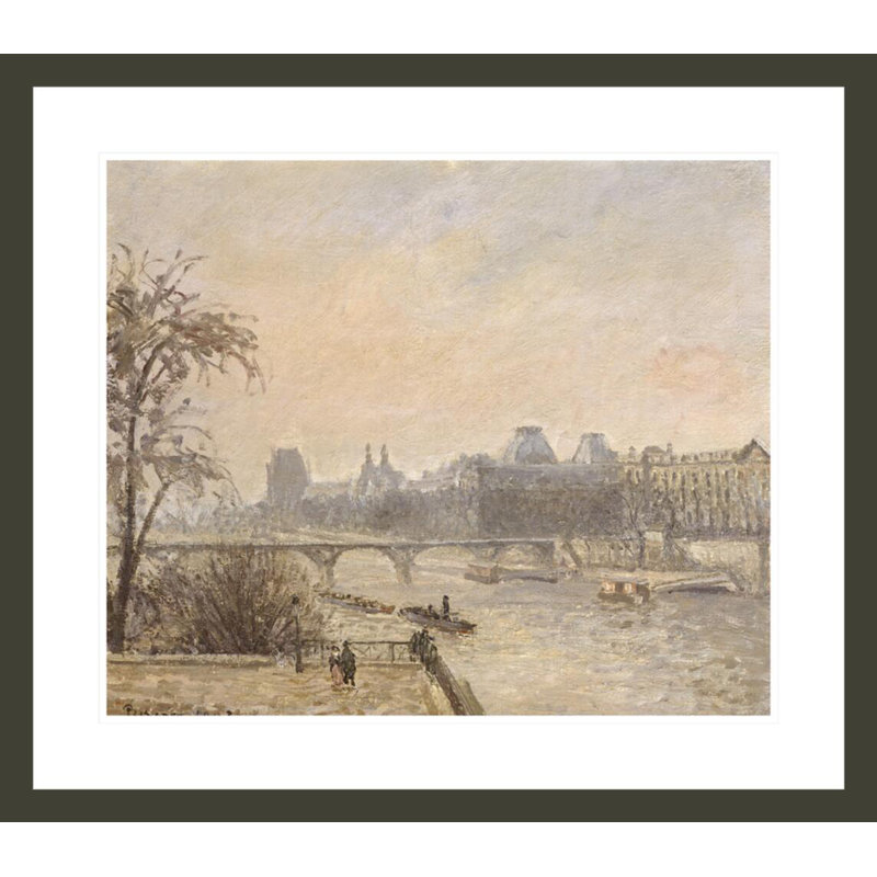 «La seine et le Louvre» par Camille Pissarro, impression giclée sur cadre, H 23,5 po x l 26,84 po