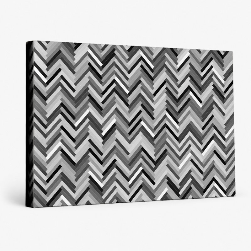 «Grayscale Herringbone», art mural sur toile, 14" W x 11" H