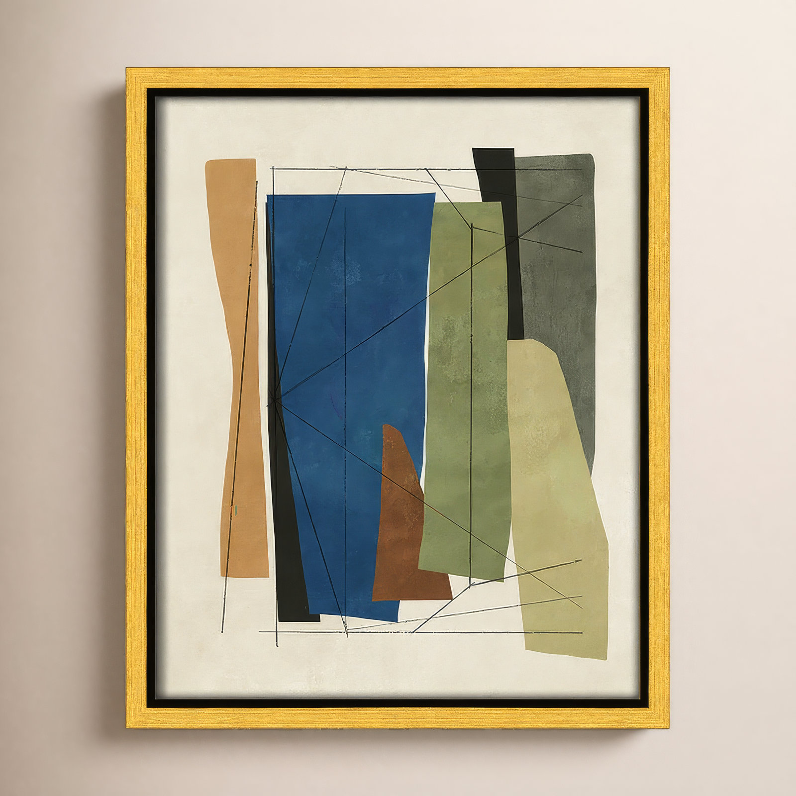 Beckton "Sync I" Print by Tom Reeves, 11.5" H x 9.5" W x 2" D, Gold Framed