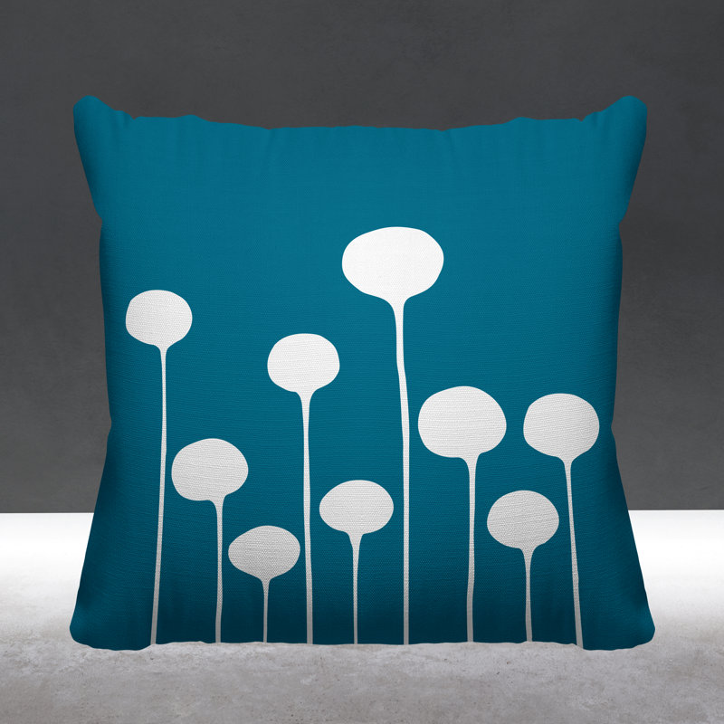Courtland Outdoor Reversible Throw Pillow, 15W" x 15H", Turquoise