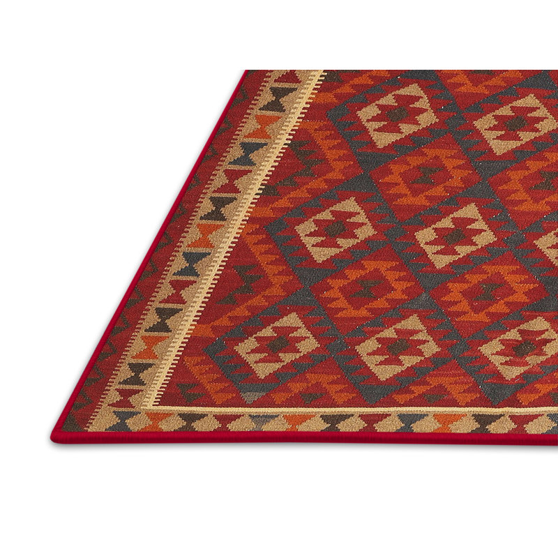 Tapis de zone rouge/brun contemporain, Rectangle 5 pi x 7 pi