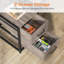 Bureau d'ordinateur 55 pouces gris avec huche, 2 tiroirs et tablettes ouvertes-882454447