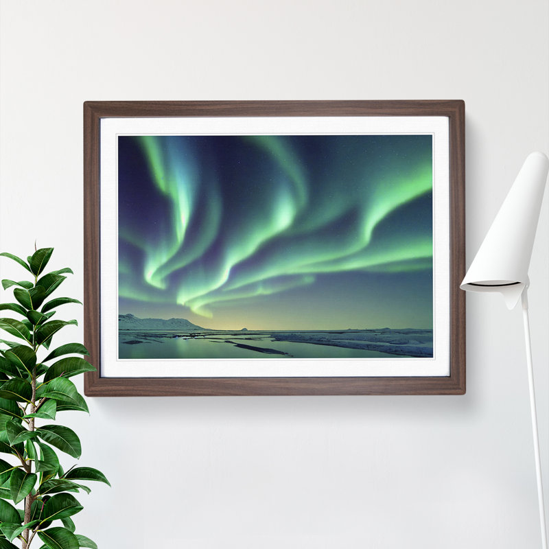 XH1022-7469X Righteous Aurora Borealis - Single Picture Frame Painting, 34cm H x 46cm W x 2cm D, Walnut 
