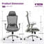 Fauteuil de bureau ergonomique pivotant, fauteuil de bureau en filet avec accoudoirs 4D et support lombaire réglable, capacité de 300 lb-1432286268