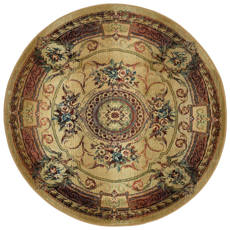 Wayne Machine Woven Beige/Brown Indoor Rug, Round 300cm