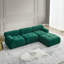 Canapé modulaire Boneless, capitonné à boutons et bricolage, canapé en L avec repose-pieds réversible, velours vert-464988721