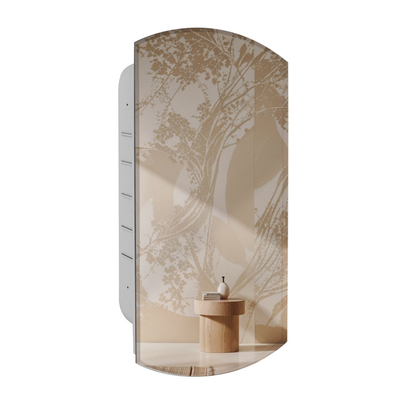 Eliott 16" x 30" Frameless Arched Beveled Recessed Medicine Cabinet with Mirror and 3 Adjustable Shelves